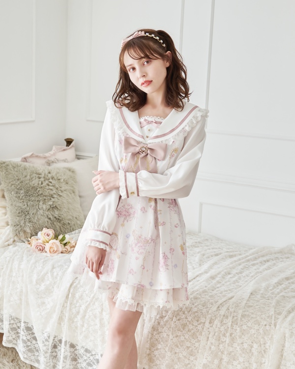 20LIZLISAリズリサアナ雪風花柄ワンピースピンク 新作☆バラ×雪