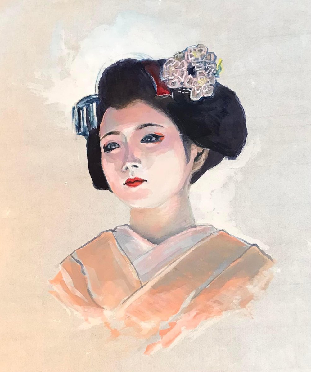 田村誠司 水彩画 女性の肖像「舞妓」 田村誠司 水彩画 女性の肖像「舞妓」