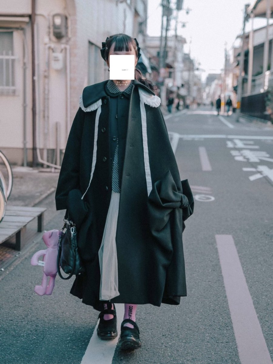 コムコムリボンコートを着た日の写真 ガーリーに全振りしてご機嫌👼