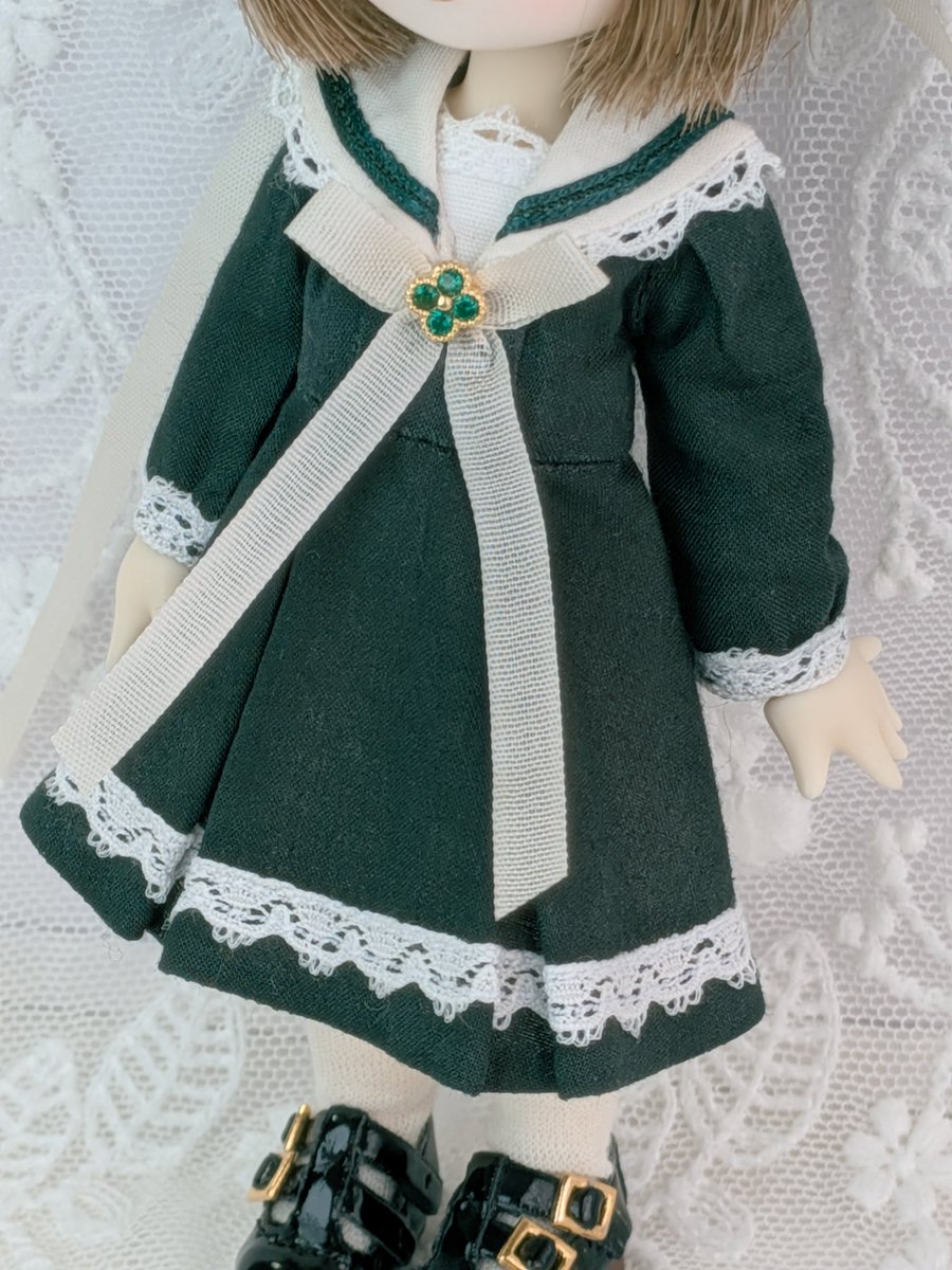 ピコニーモP専用】レースセーラーワンピース ダークグリーン 889