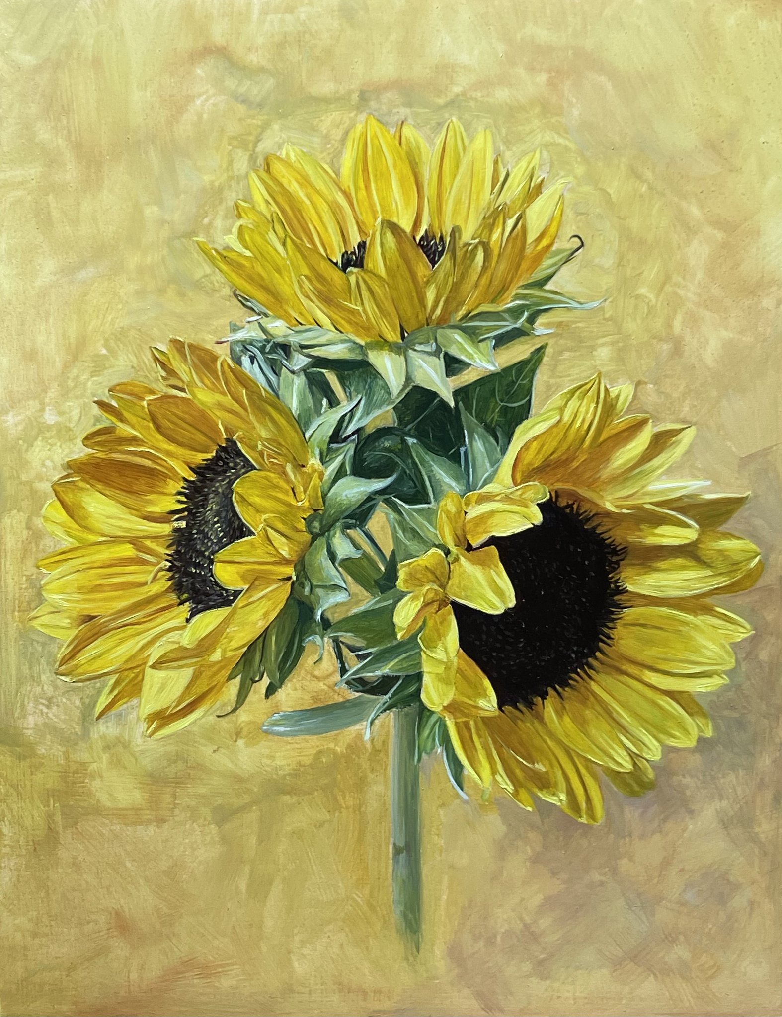 油絵, 夏, あじさい, ひまわり, ご機嫌 油絵, 夏, あじさい, ひまわり