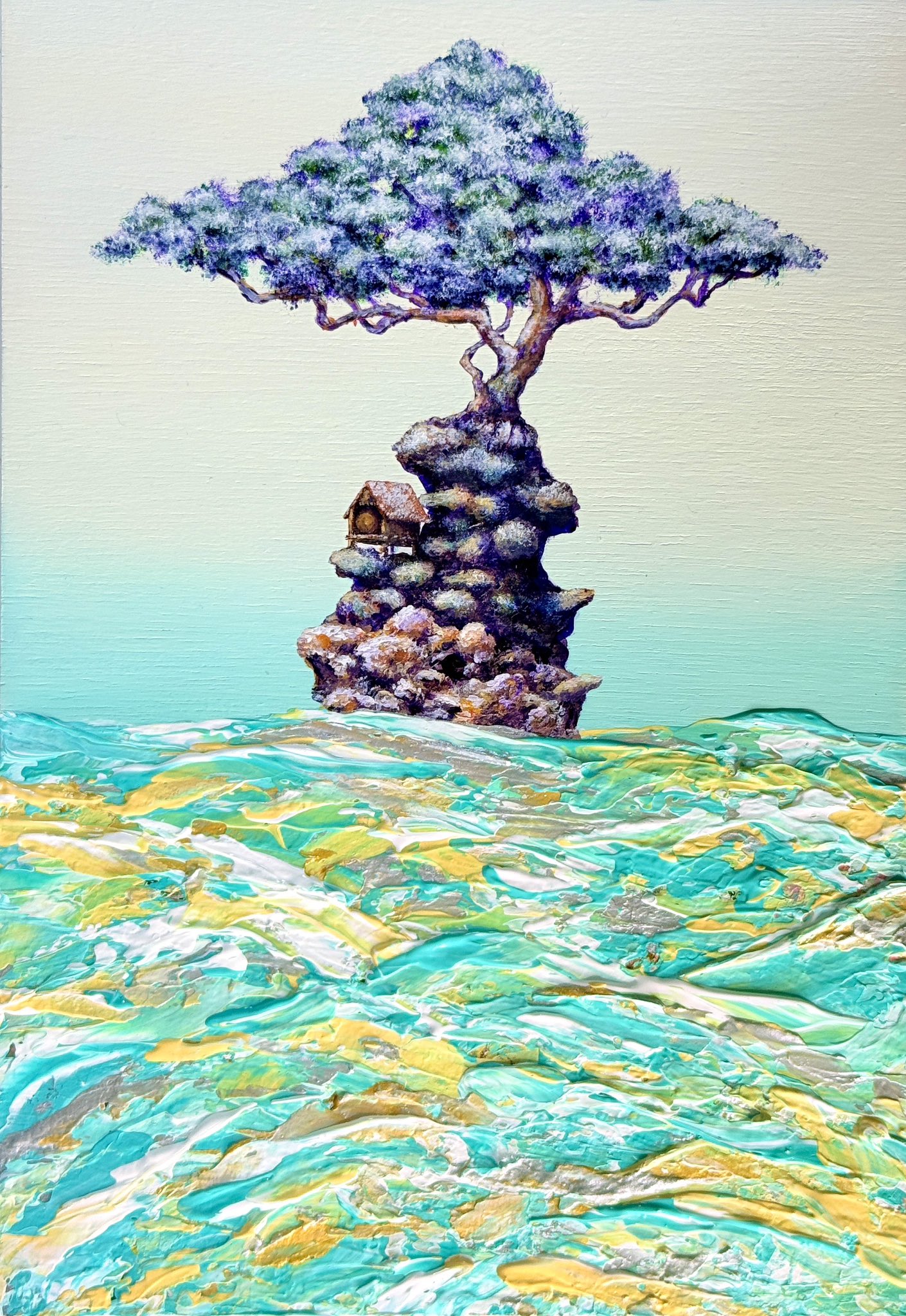 美品 油彩絵画 同志社 arte mondo 弦城 IV 額縁 銀 F8 arte mondo