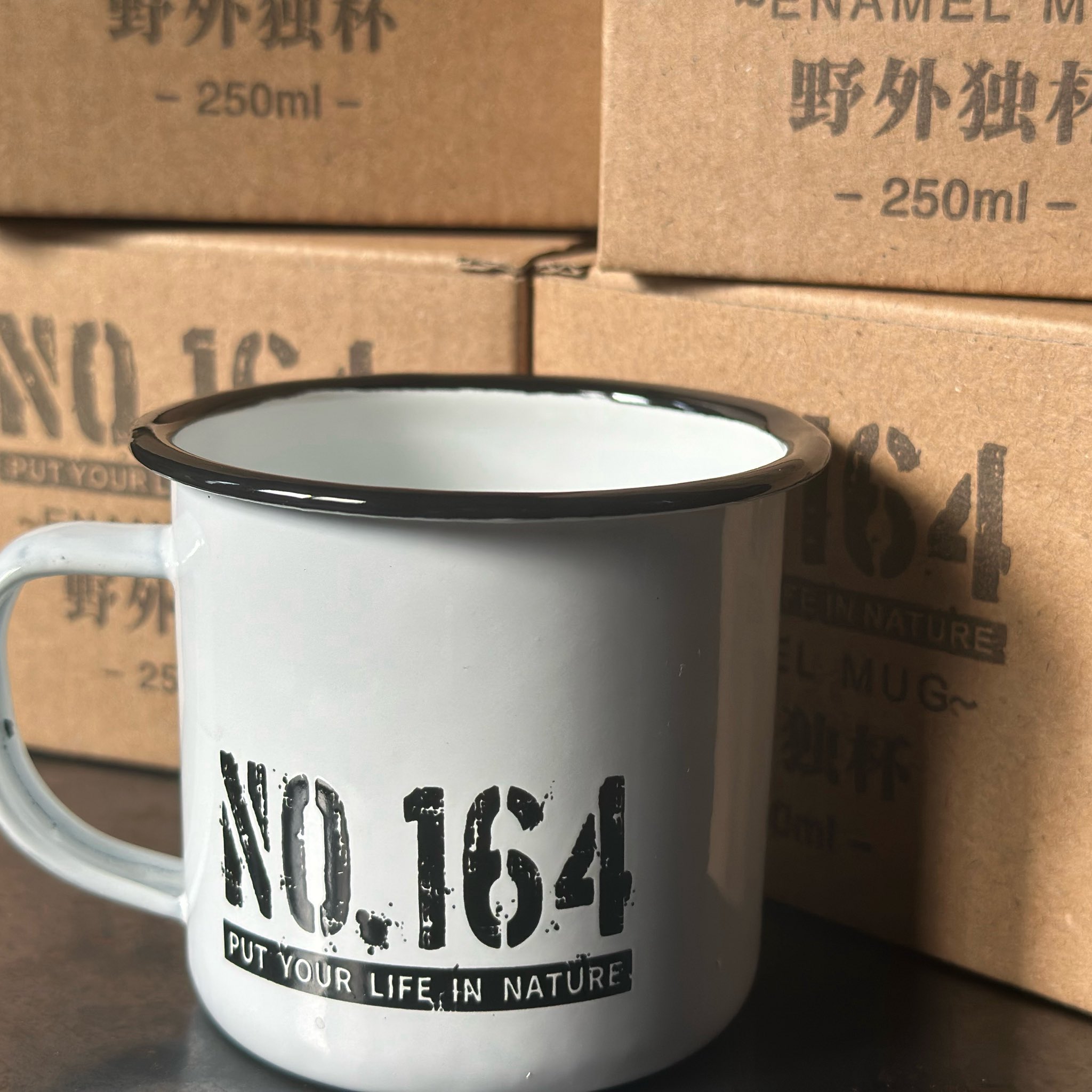 No.164 ヒロシさん 野外独杯 ホーローマグカップ ぼっちキャンプ No