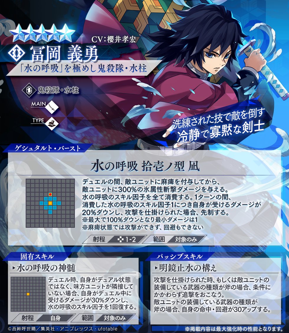 新登場 スタイル紹介】 冨岡義勇(CV #櫻井孝宏)の☆5スタイル 『「水の