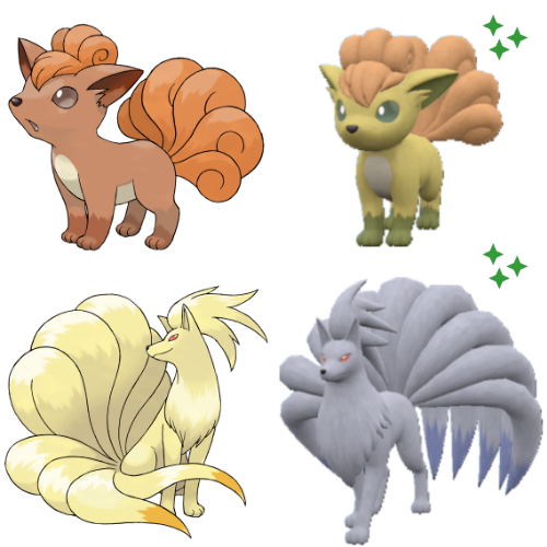 色違い比較（ロコンとキュウコン）