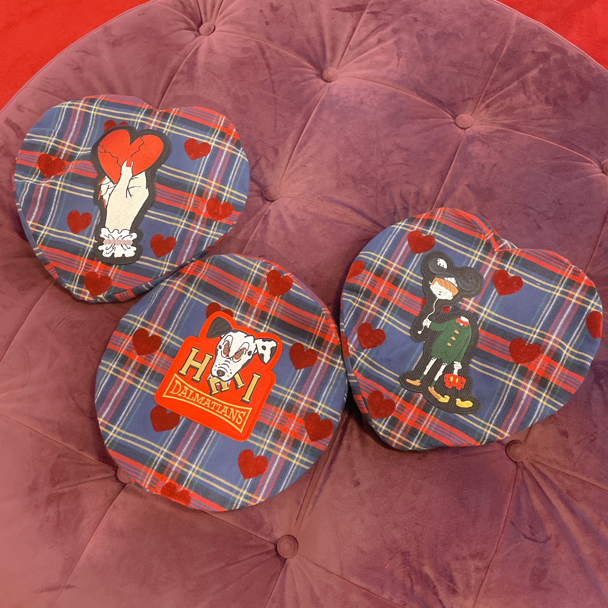 最終値下げ】HEIHEI ハート柄 リボン付きチェック ベレー帽 ハッピー