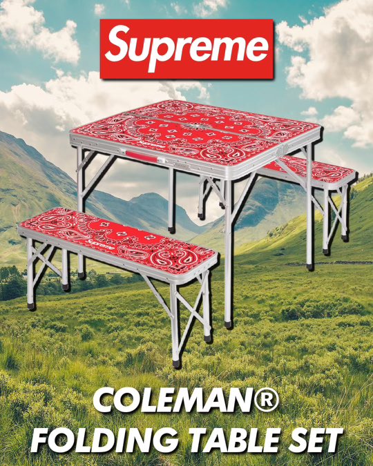 Supreme®/Coleman® Folding Table Set This awaited accessory is
