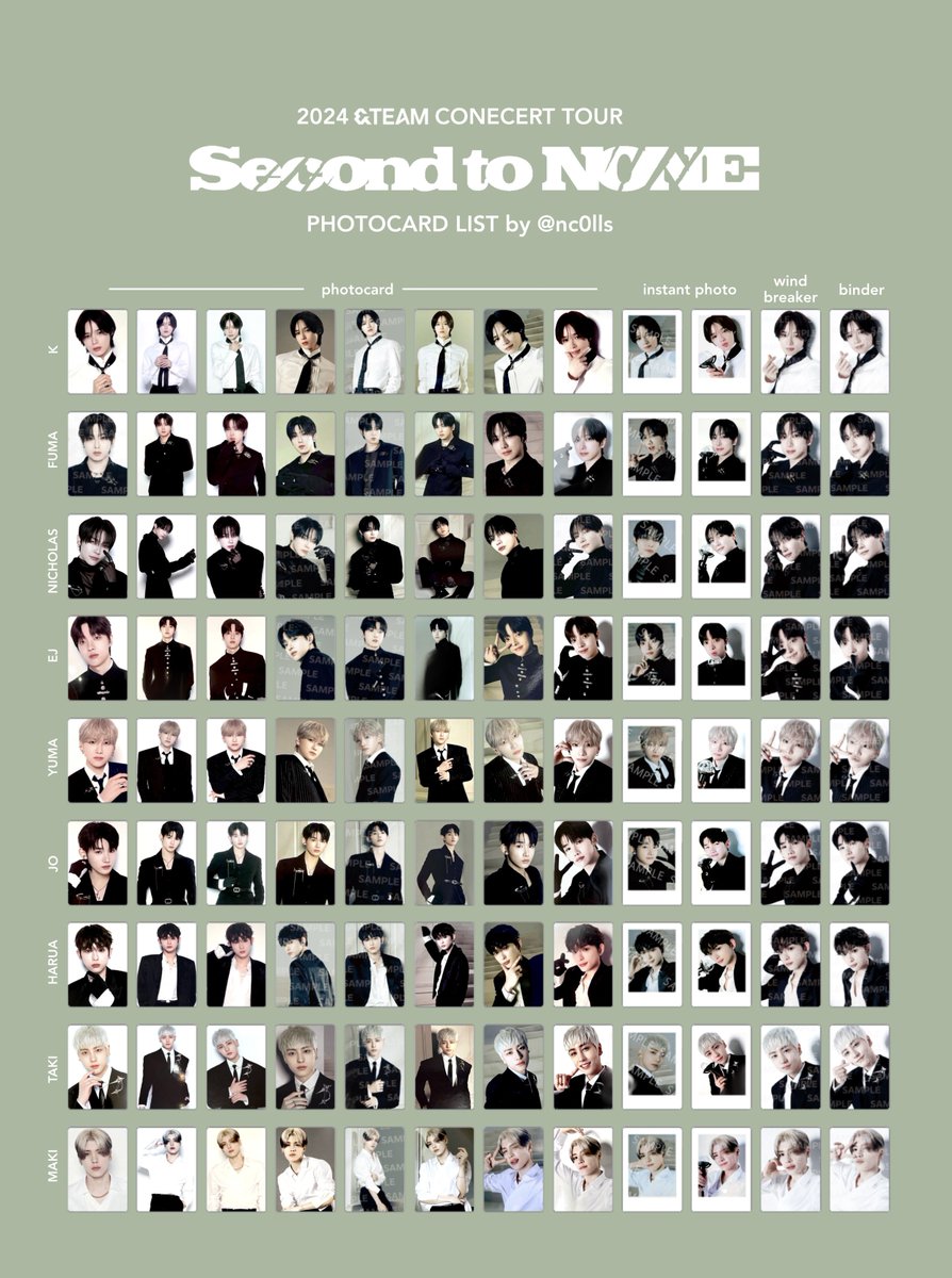 &TEAM Second to NONE photocard list template ［ update ］ andTEAM