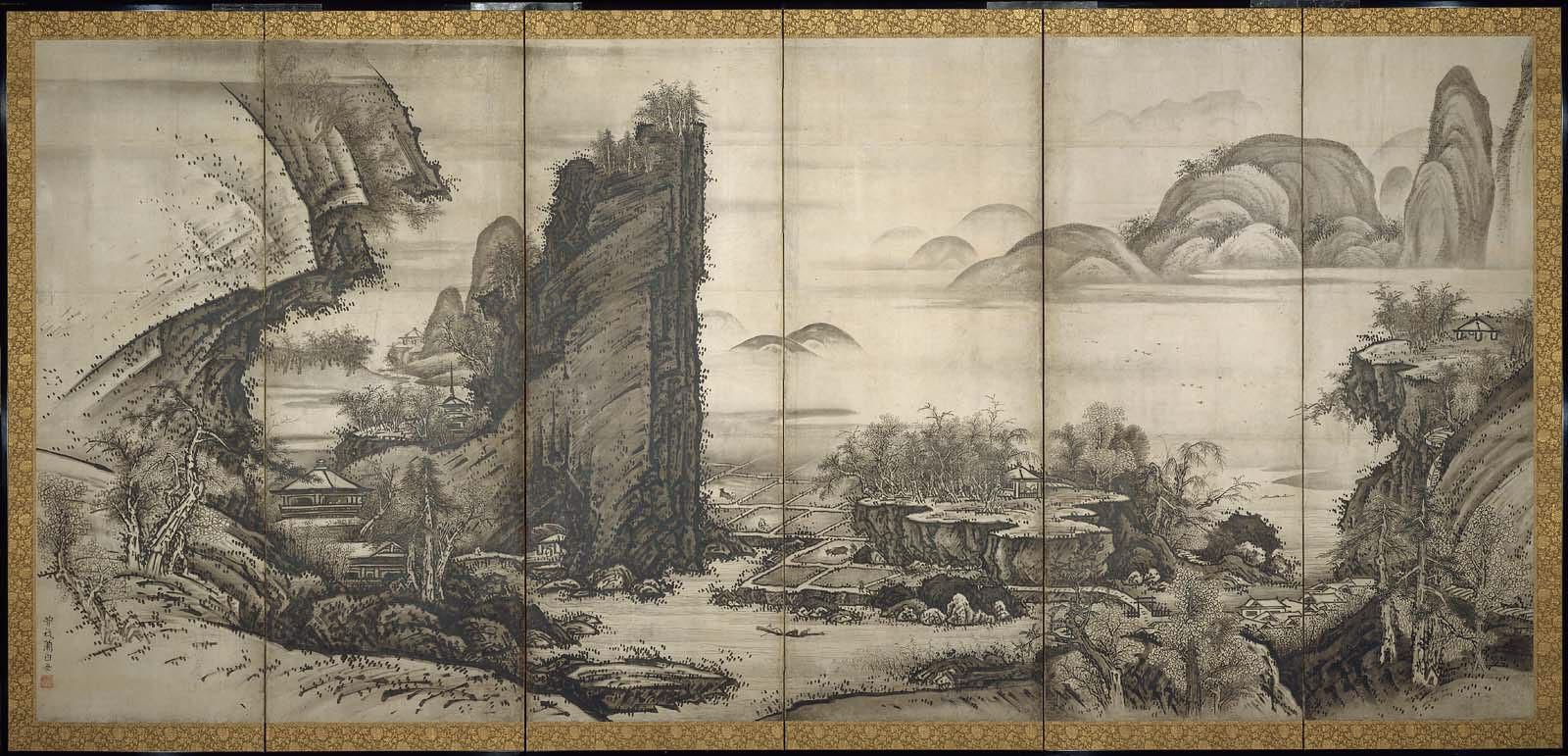 掛軸-1487 川端康成 「深奥幽玄」 日本棋院 印刷工芸作品 ノーベル文学