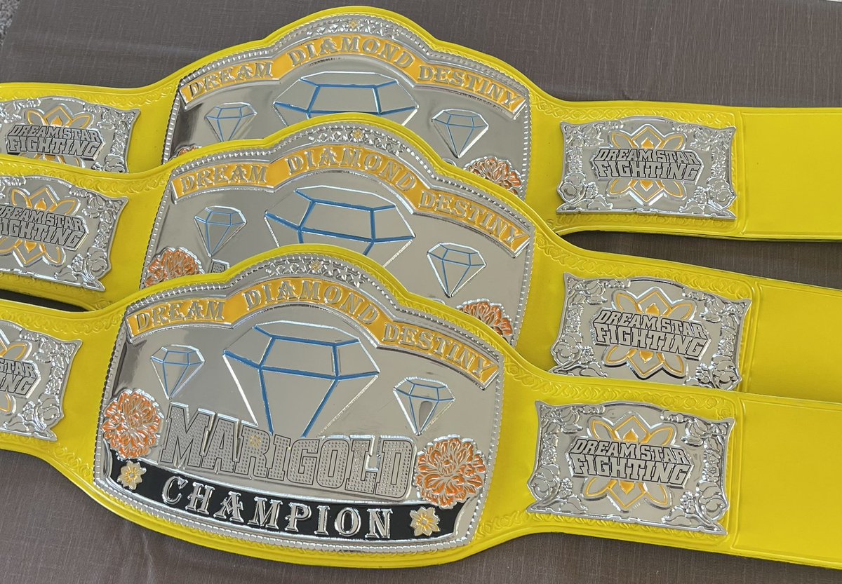 🟨3Dトリオスのベルトが完成！ マリーゴールドの6人タッグ王座である3D