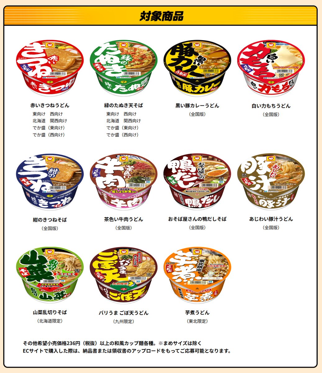 赤いきつね緑のたぬき×ハイキュー!! コラボキャンペーン 対象商品の