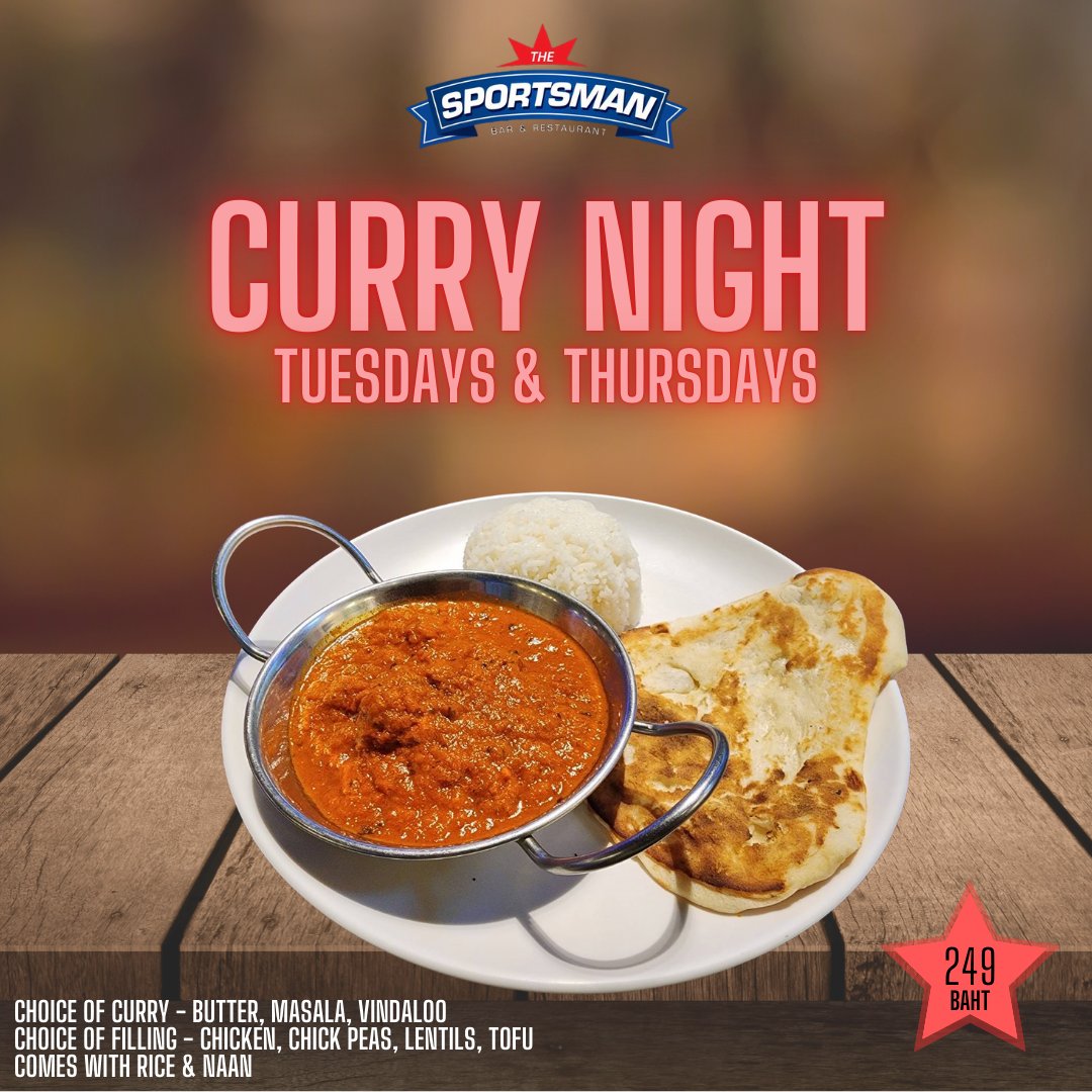 Thursday Special! Tuesdays & Thursdays are CURRY NIGHT. Authentic