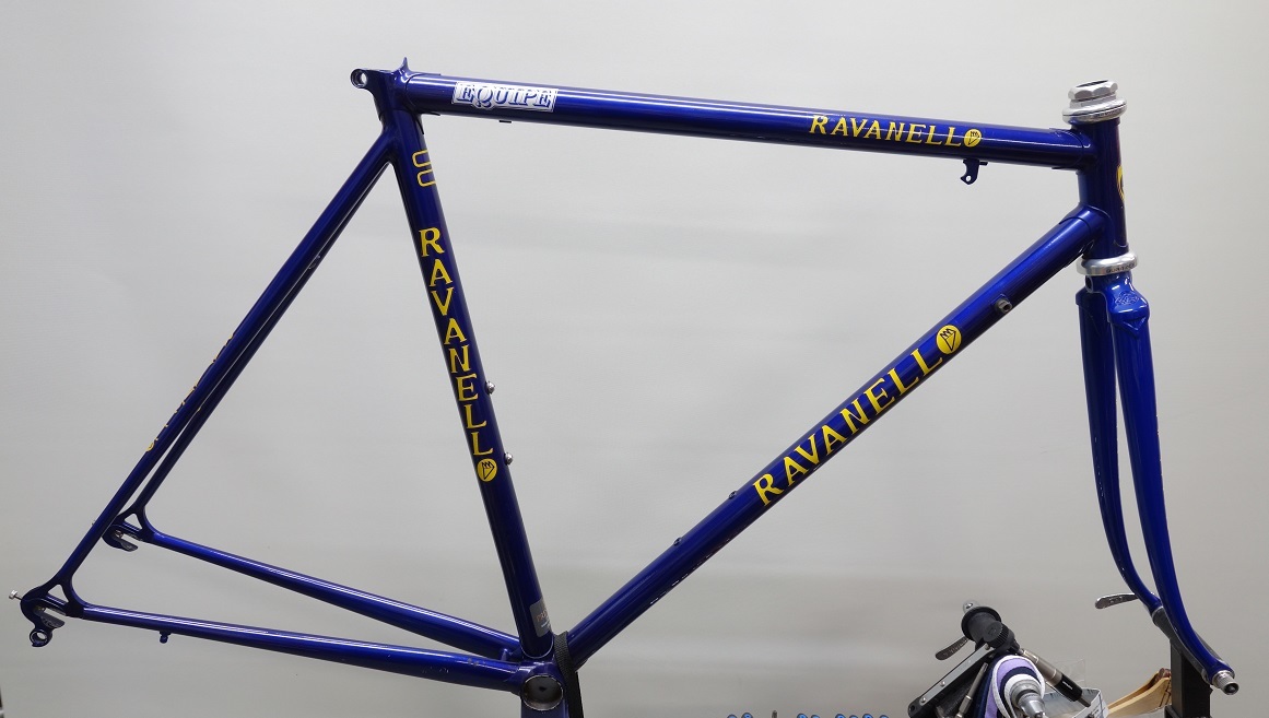 RAVANELLO ロードバイクフレーム ホワイト/ブルー/イエロー ラバネロ