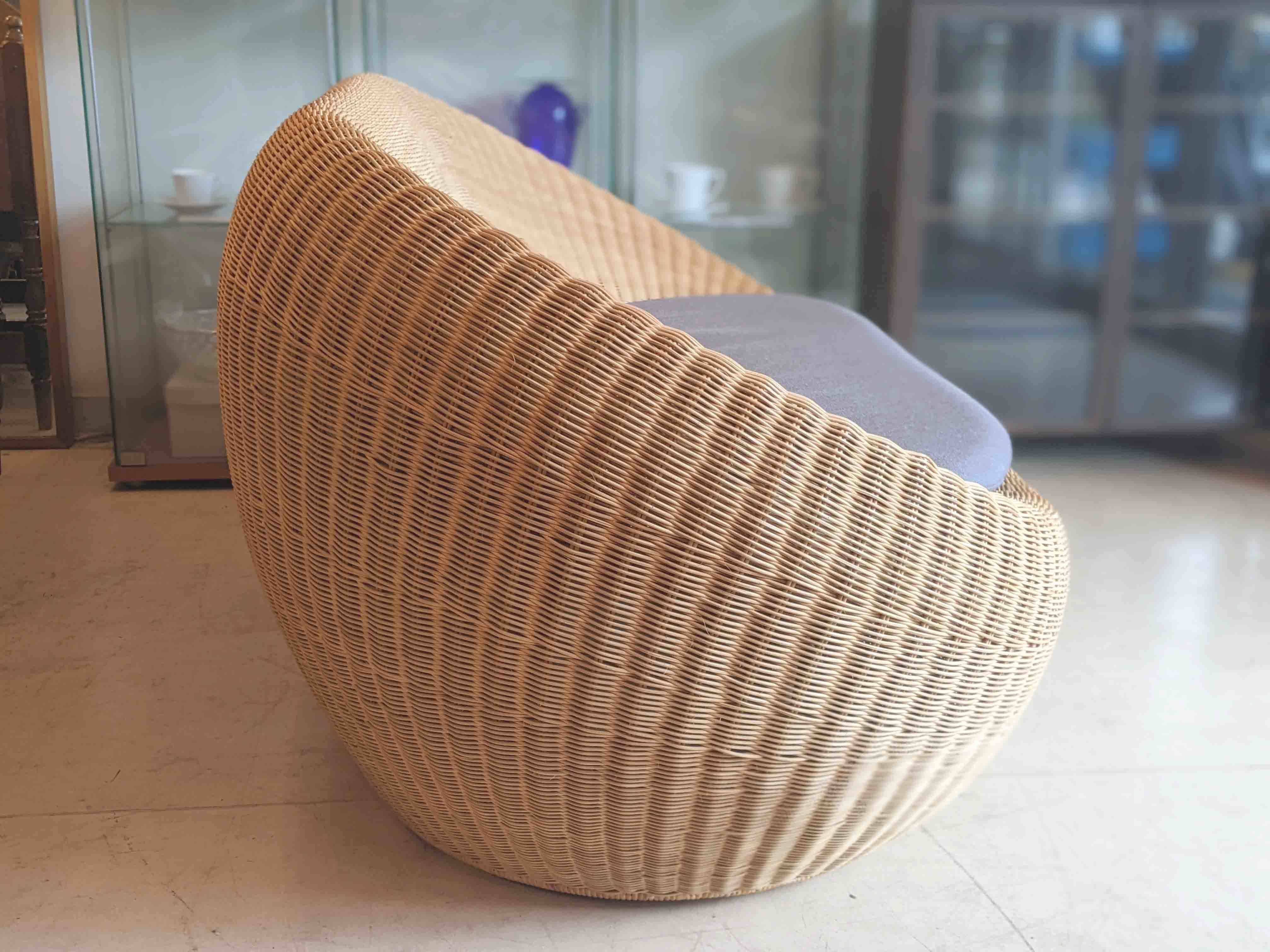 剣持 勇/60年代初期ヴィンテージ 】山川ラタン 2人掛ラタンソファ C