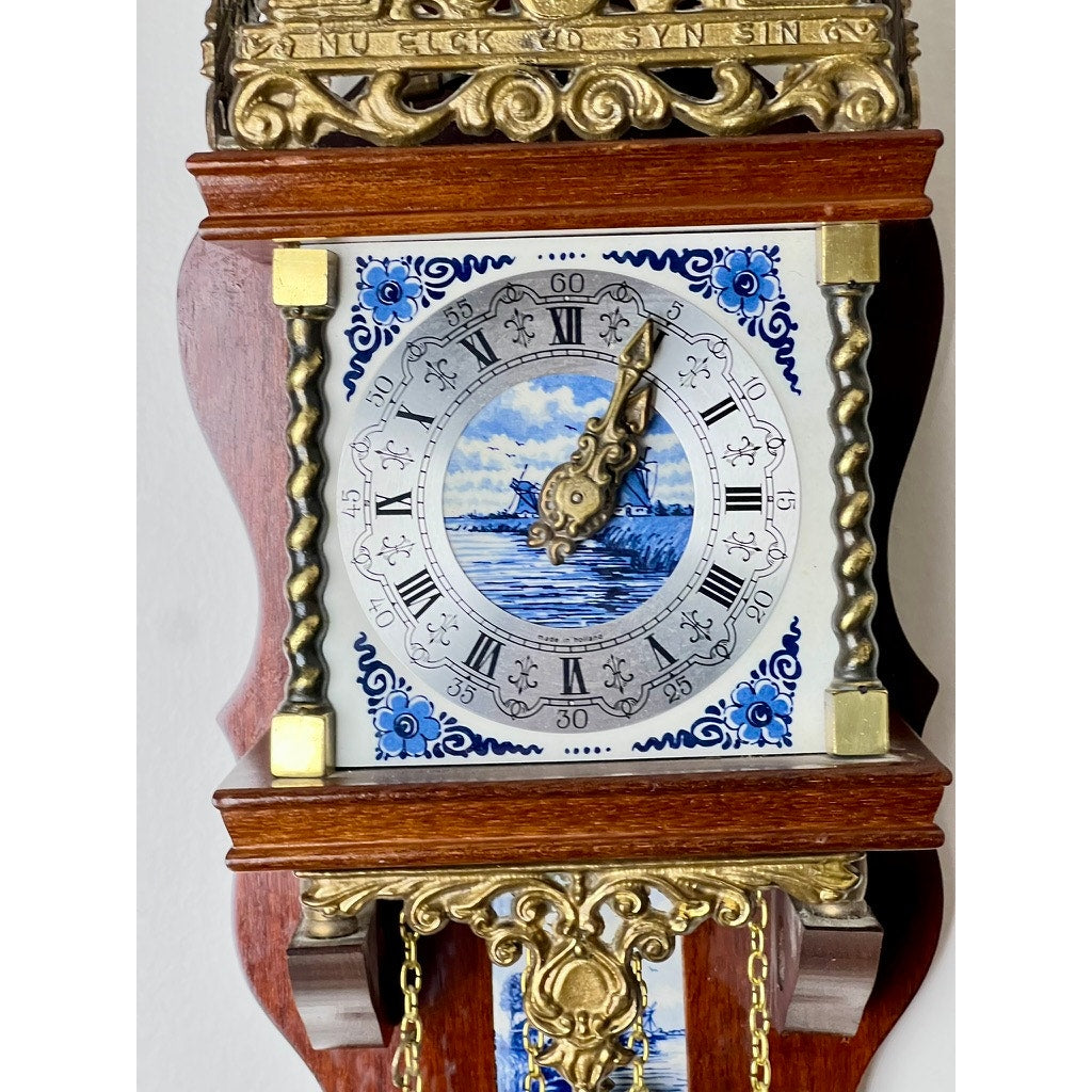 Zaandam Dutch Vintage Weight Driven Blue Delft Wall Clock – Pearl