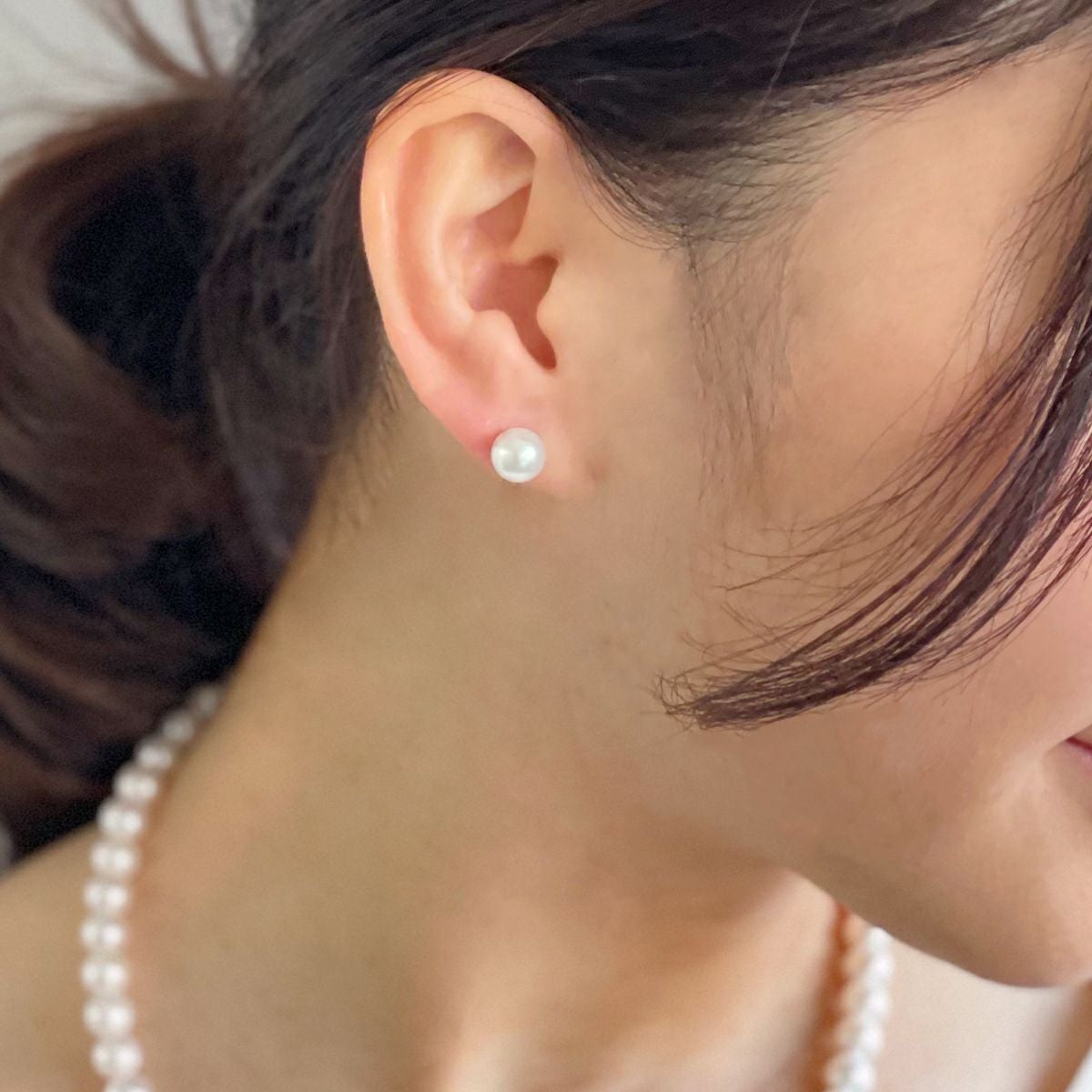オーロラ花珠真珠 ピアス7.5-8.0mm K18YG | 花珠真珠ピアス・イヤリング
