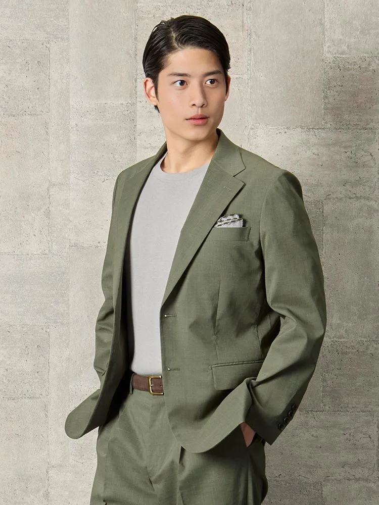 TRANS CONTINENTS リネン混シングルスーツ SOLOTEX カーキ | P.S.FA