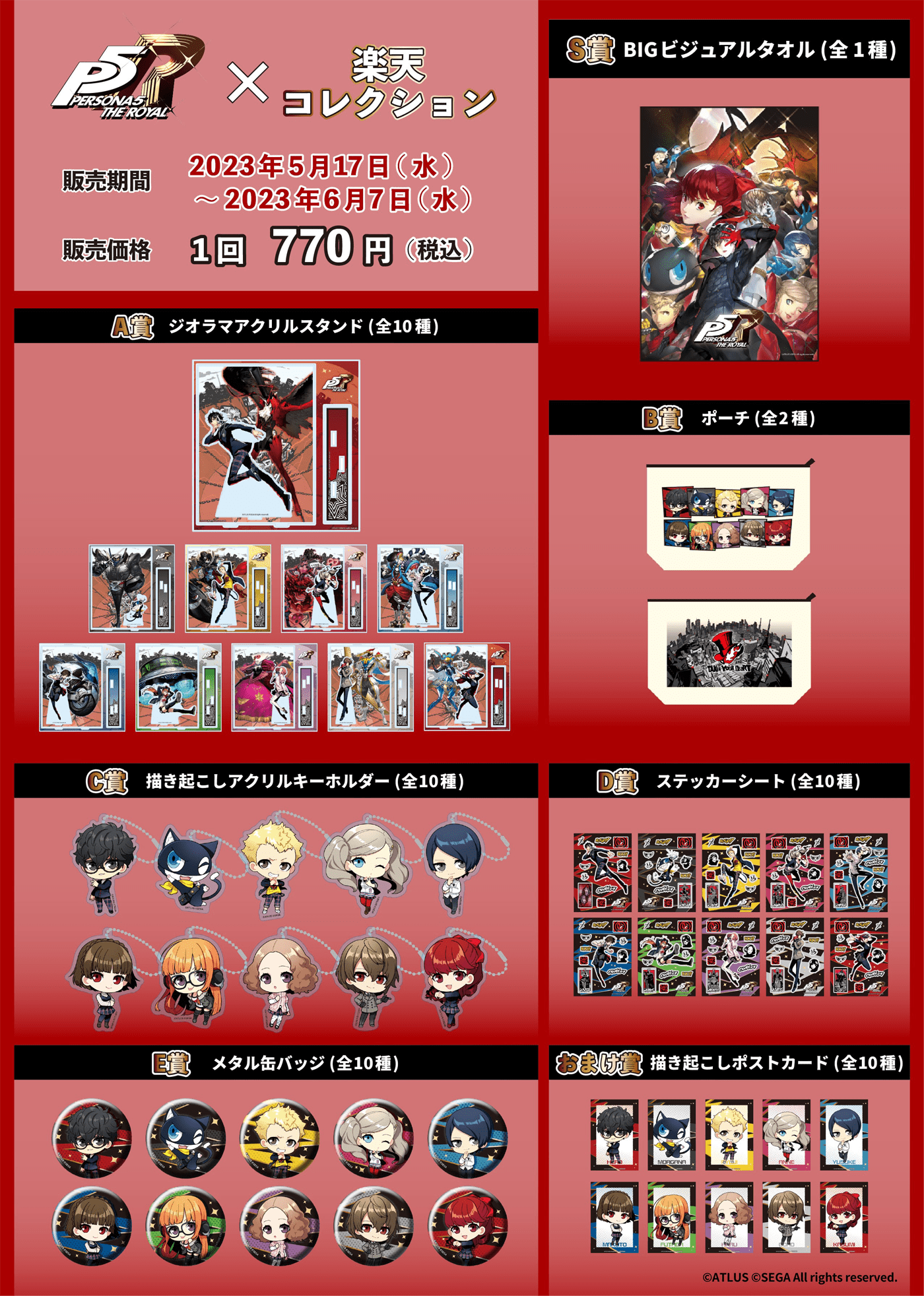 ペルソナ5 P5R 明智吾郎 楽天コレクション A賞 両面フェイスタオル