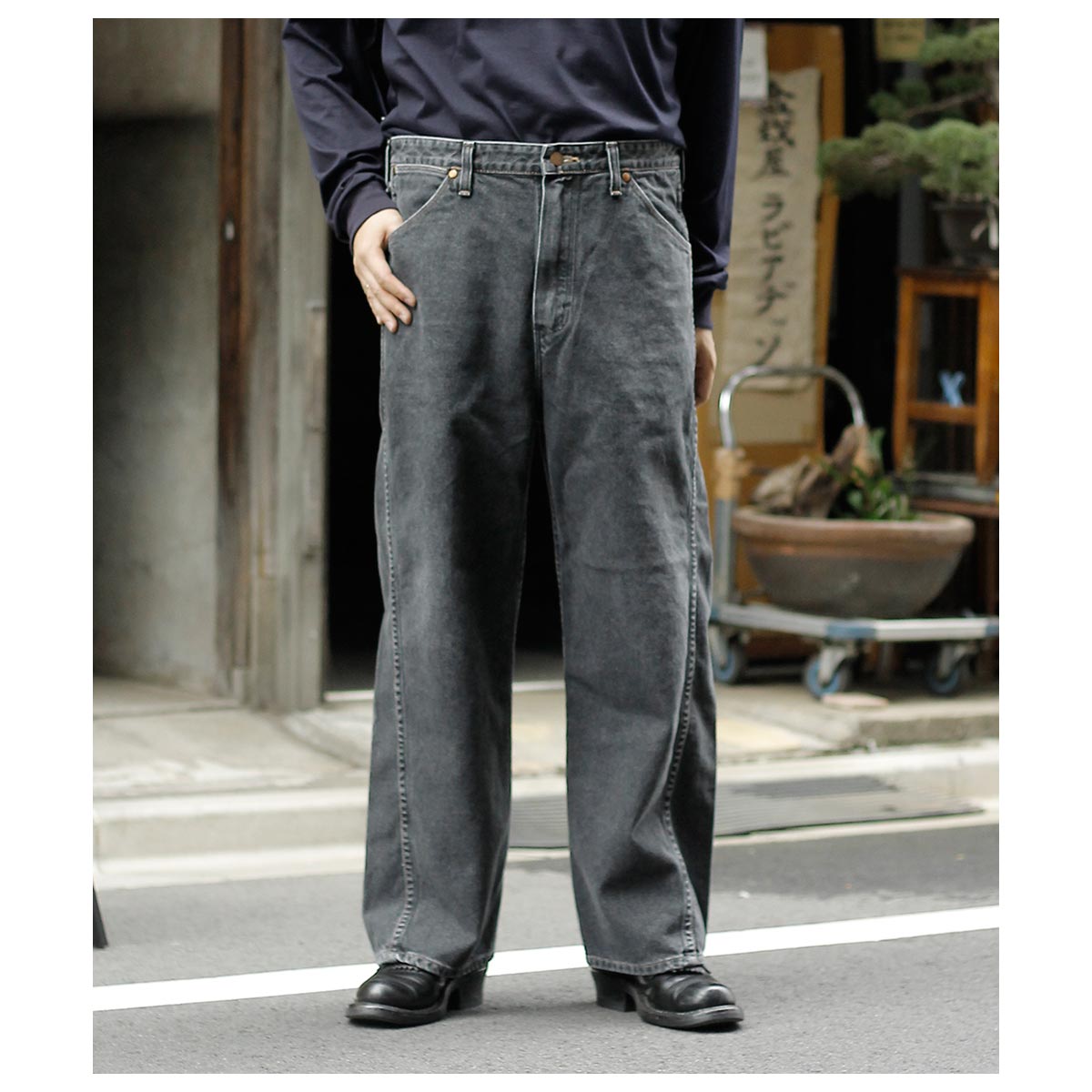 Dime ブラックデニム ストレートパンツ Dime ブラックデニムパンツ