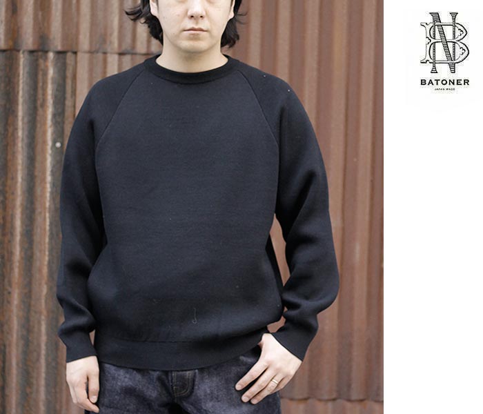 バトナー BATONER ダブルフェイスクルーネック SOLID WOOL W-FACE CREW