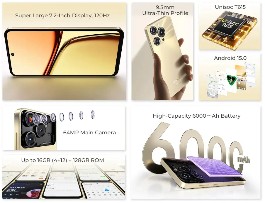 OUKITEL C69 発表、6000mAhバッテリー搭載7.2インチスマートフォン