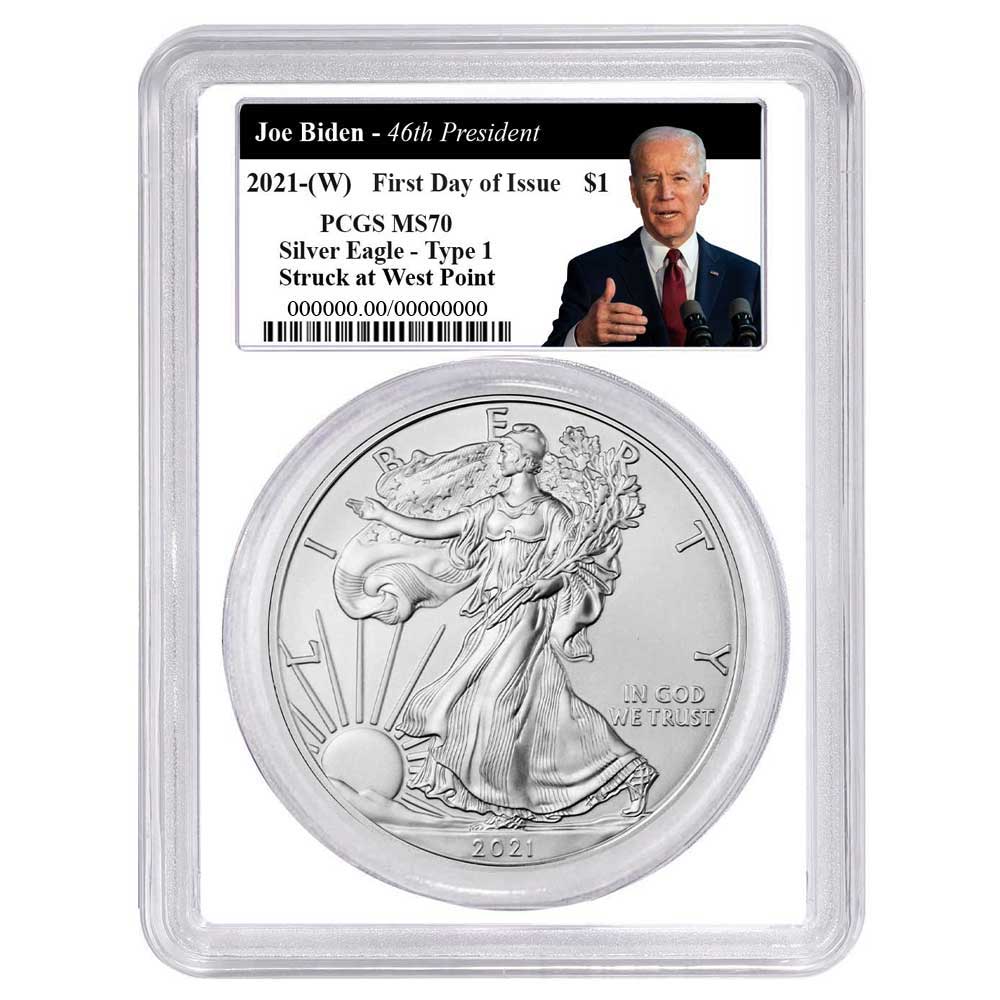 2021 (W) $1 Type 1 American Silver Eagle PCGS MS70 FDOI