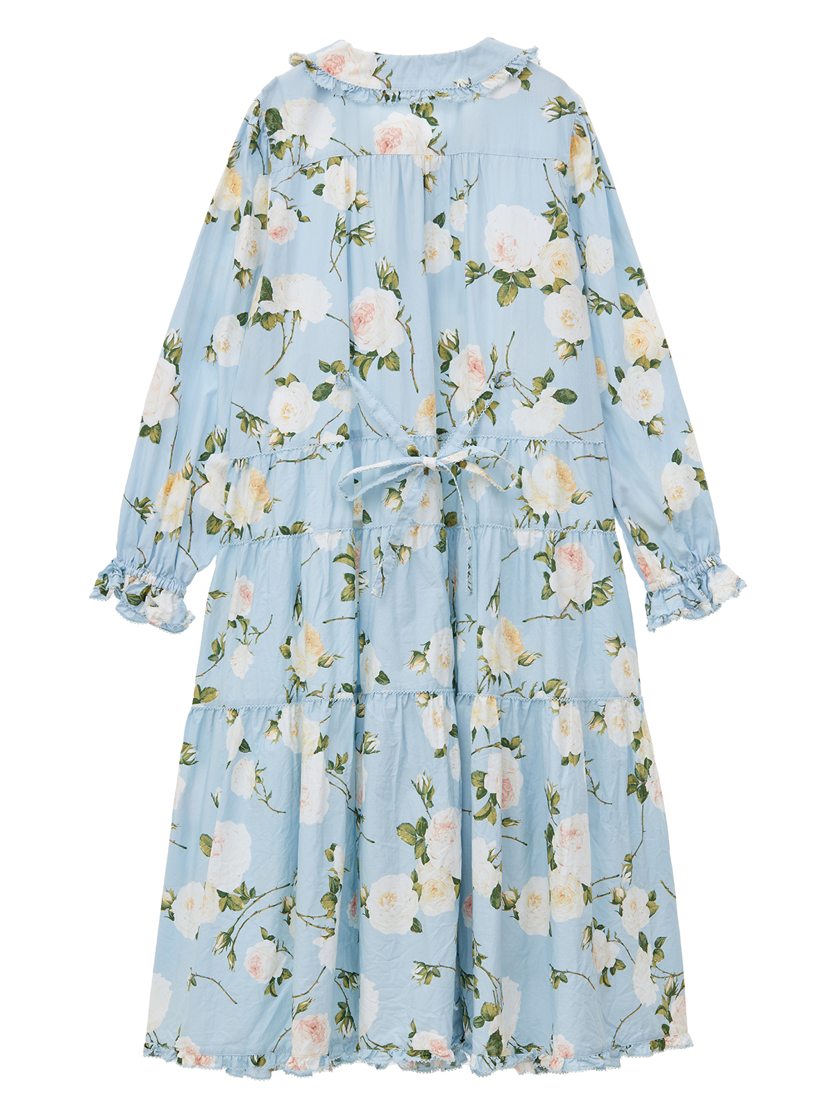 美品 ピンクハウス 白薔薇 花柄 ピコフリル レース リボン ワンピース