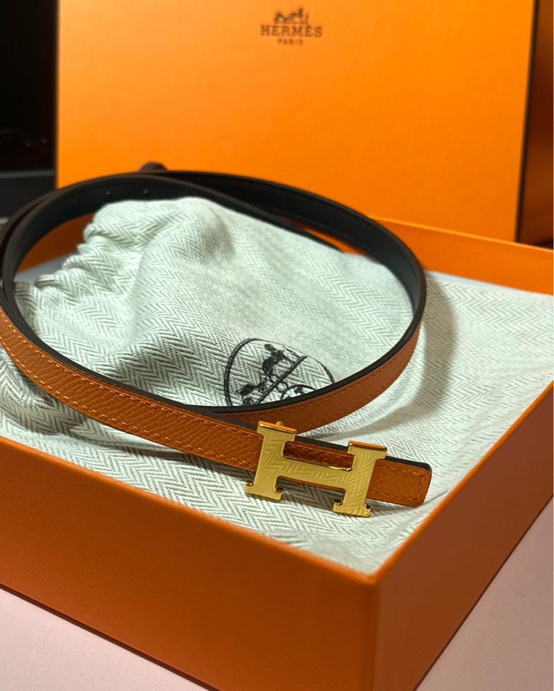 Hermes Mini Belt - 2 sided(Black/Orange) by Hermes - Pickle
