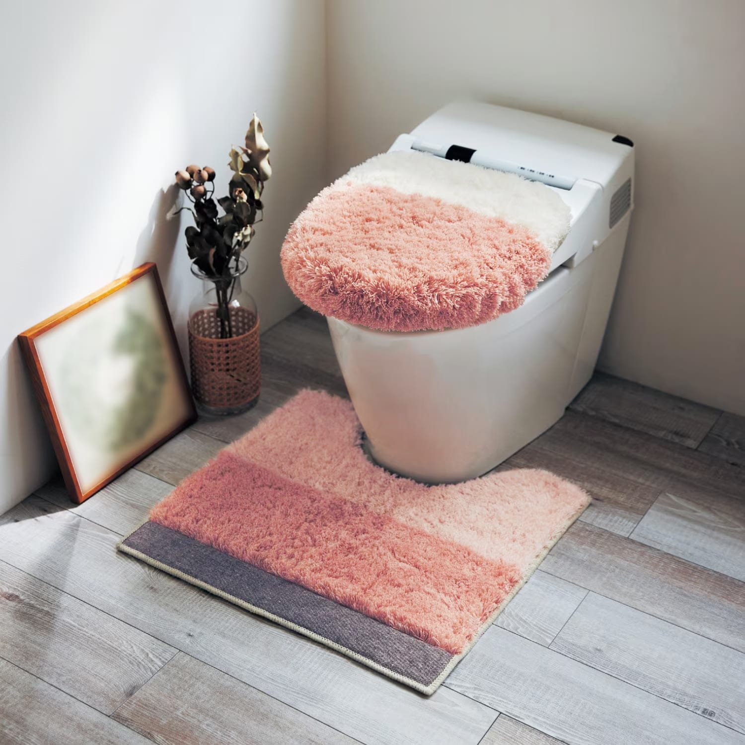 ミックスシャギーのトイレマット・フタカバー(単品・セット)（トイレ