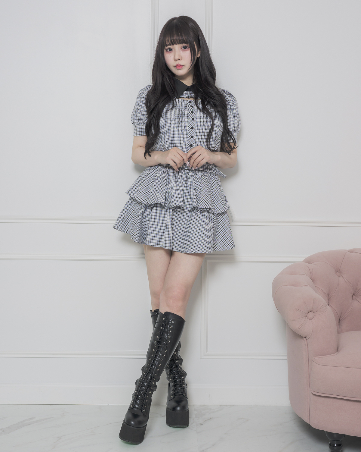 ベルト付きティアードミニスカート – pium