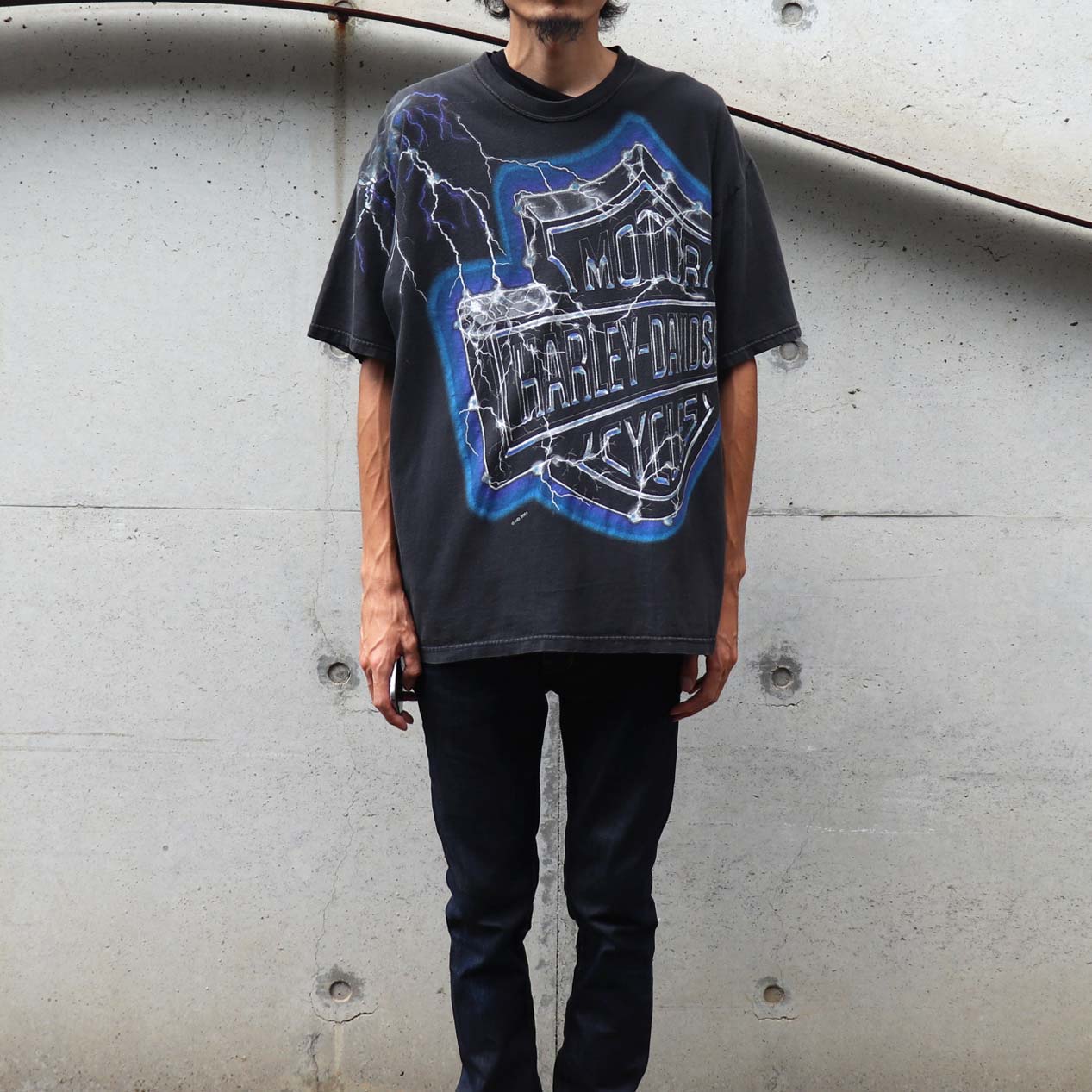 POST JUNK / 00's HARLEY DAVIDSON サンダー柄 プリントTシャツ [XL]