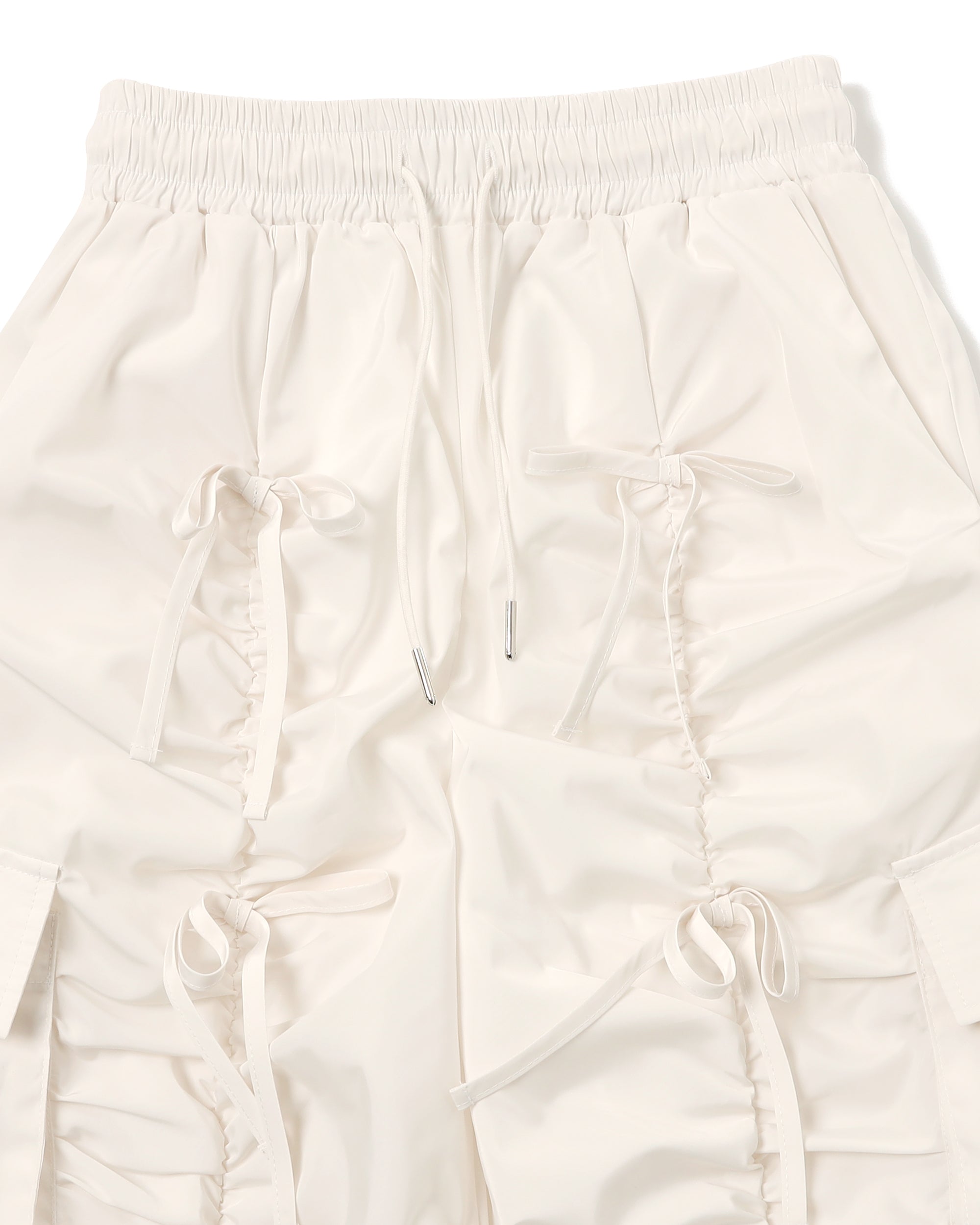 GATHER RIBBON CARGO PANTS（WHITE）