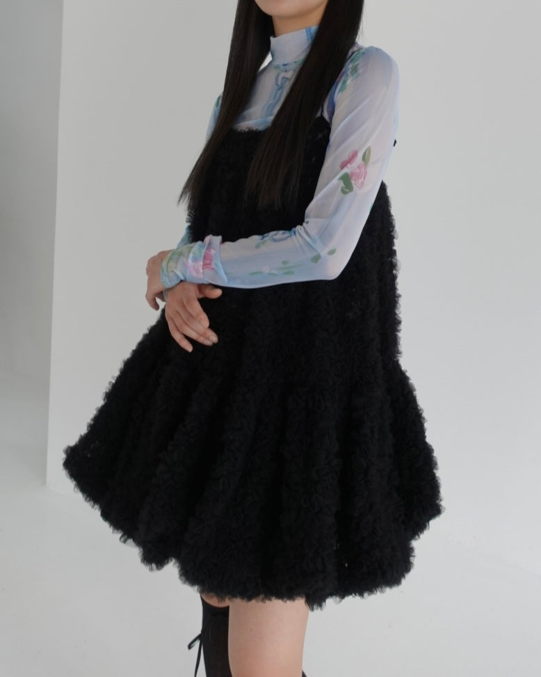 Tulle balloon tunic (black)