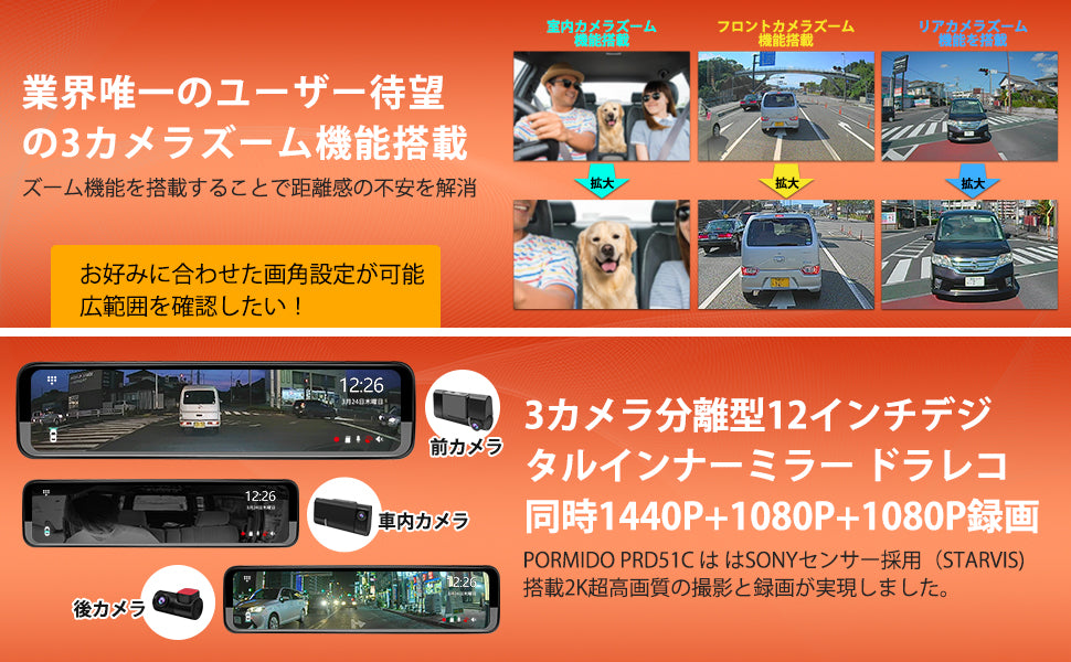 新品未使用】PORMIDO スマートドライブミラーPRD51