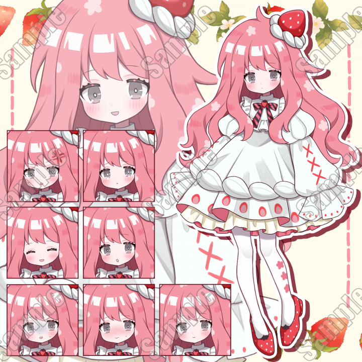 いちごのショートケーキの女の子スイーツ、お花、ロリータ