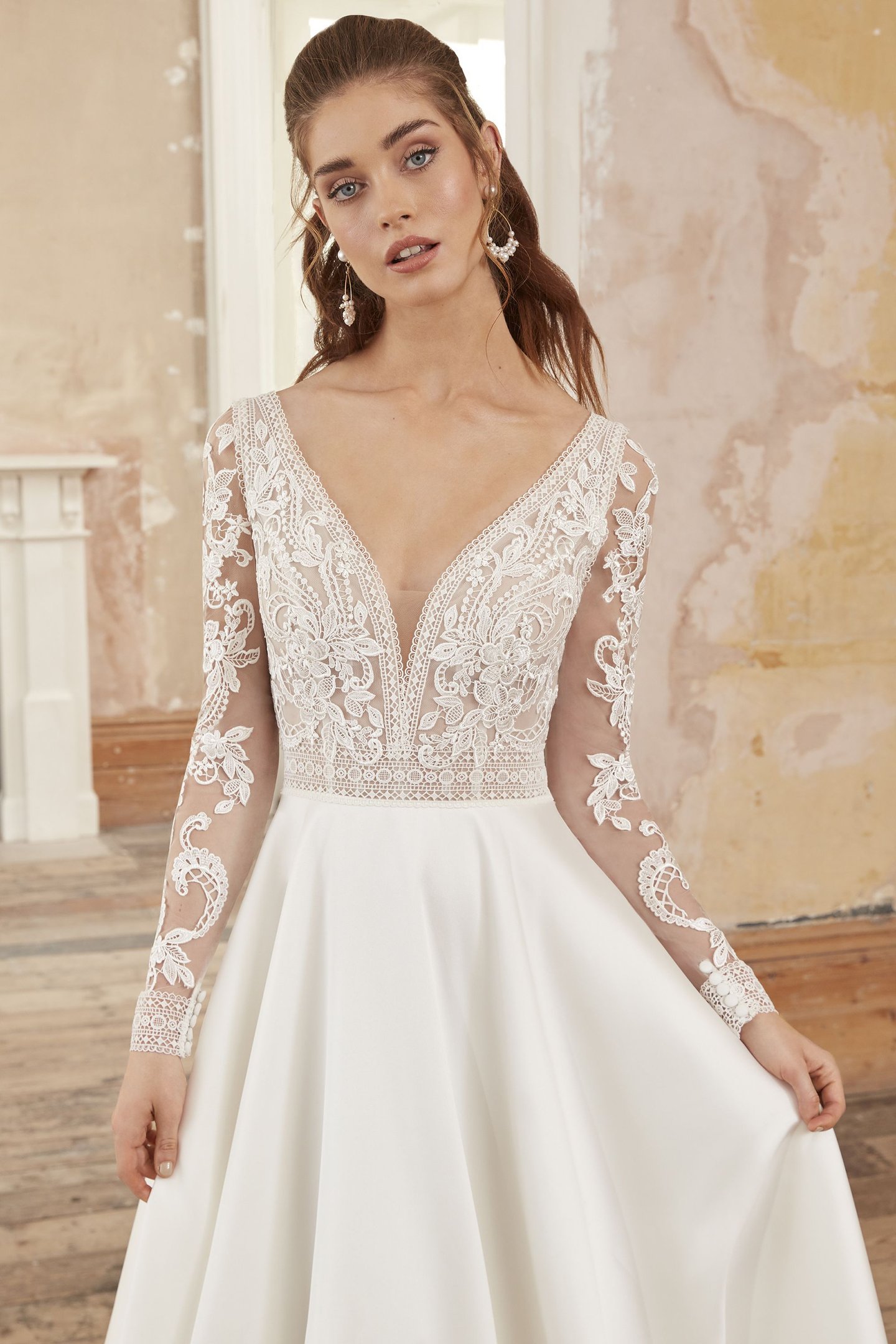 Lana: Plunging V-Neck Mikado A-Line Gown | Adore by Justin Alexander