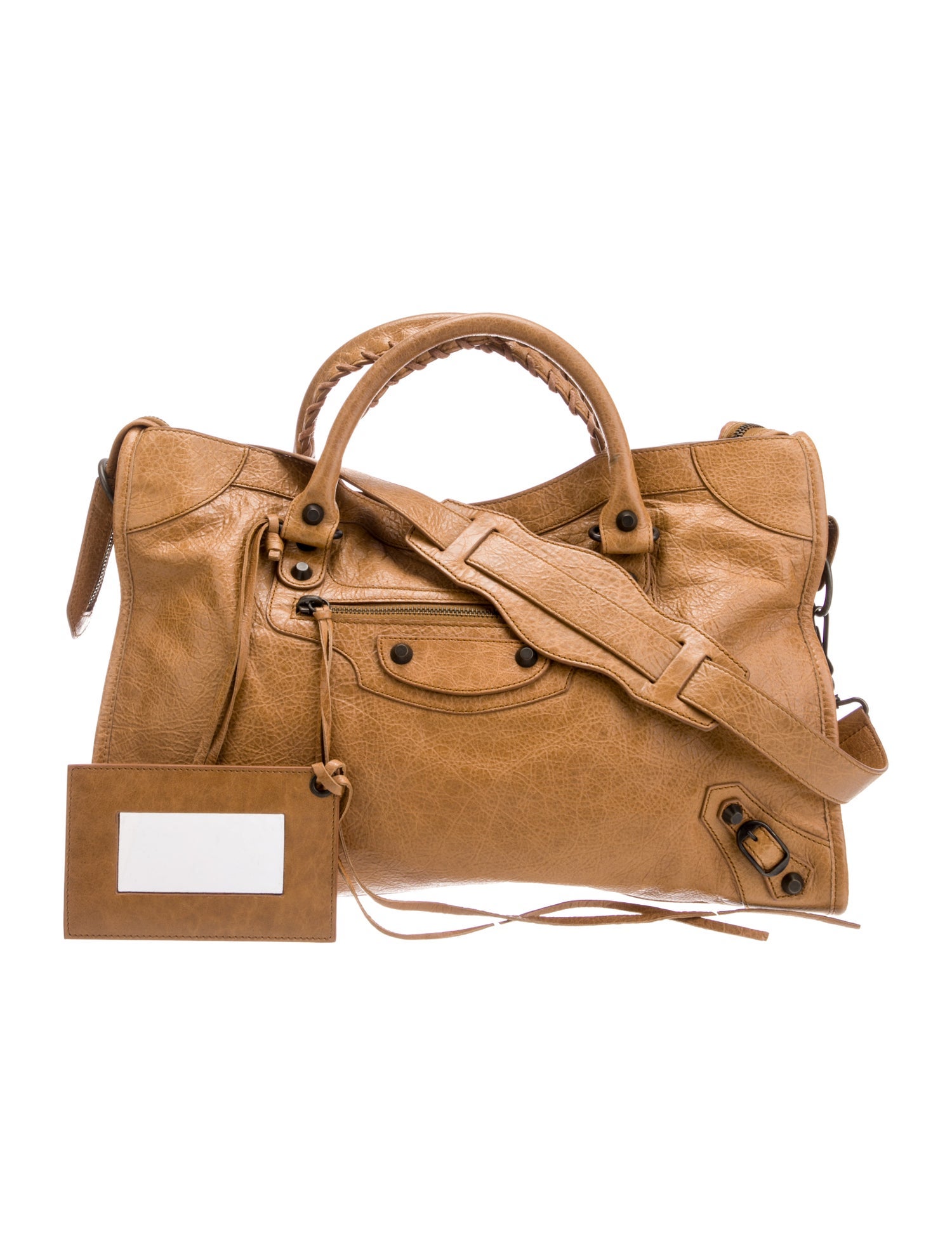 Balenciaga Leather Motocross Classic City - Brown Handle Bags