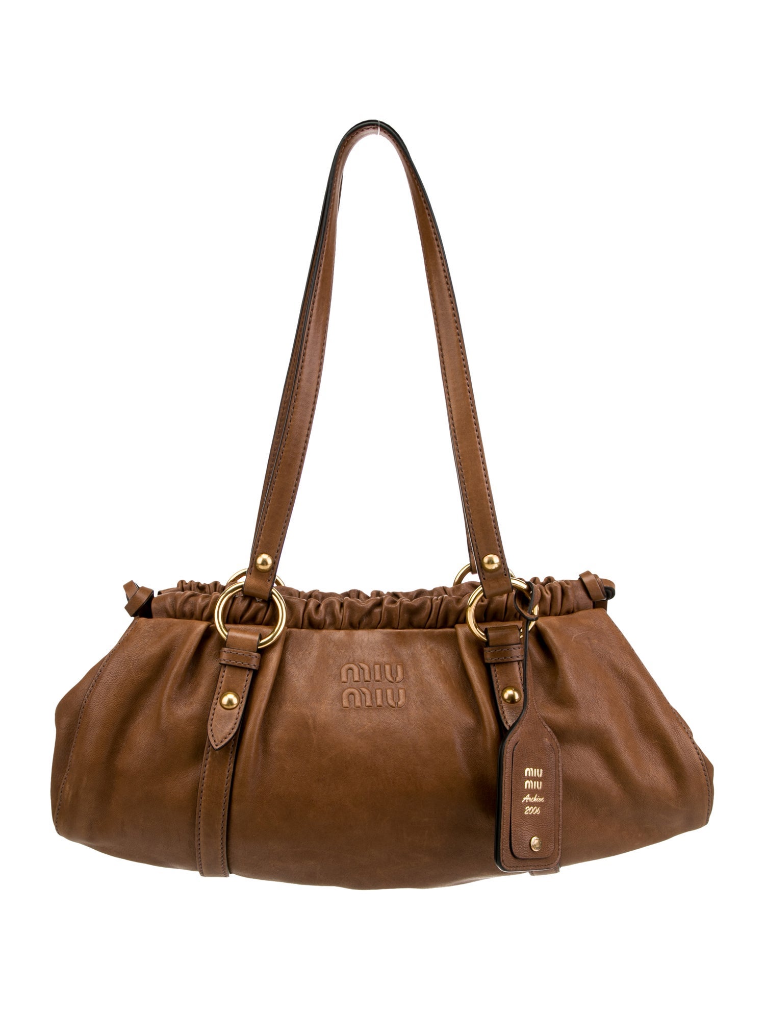 Miu Miu Archive 2006 Nappa Leather Shoulder Bag - Brown Shoulder