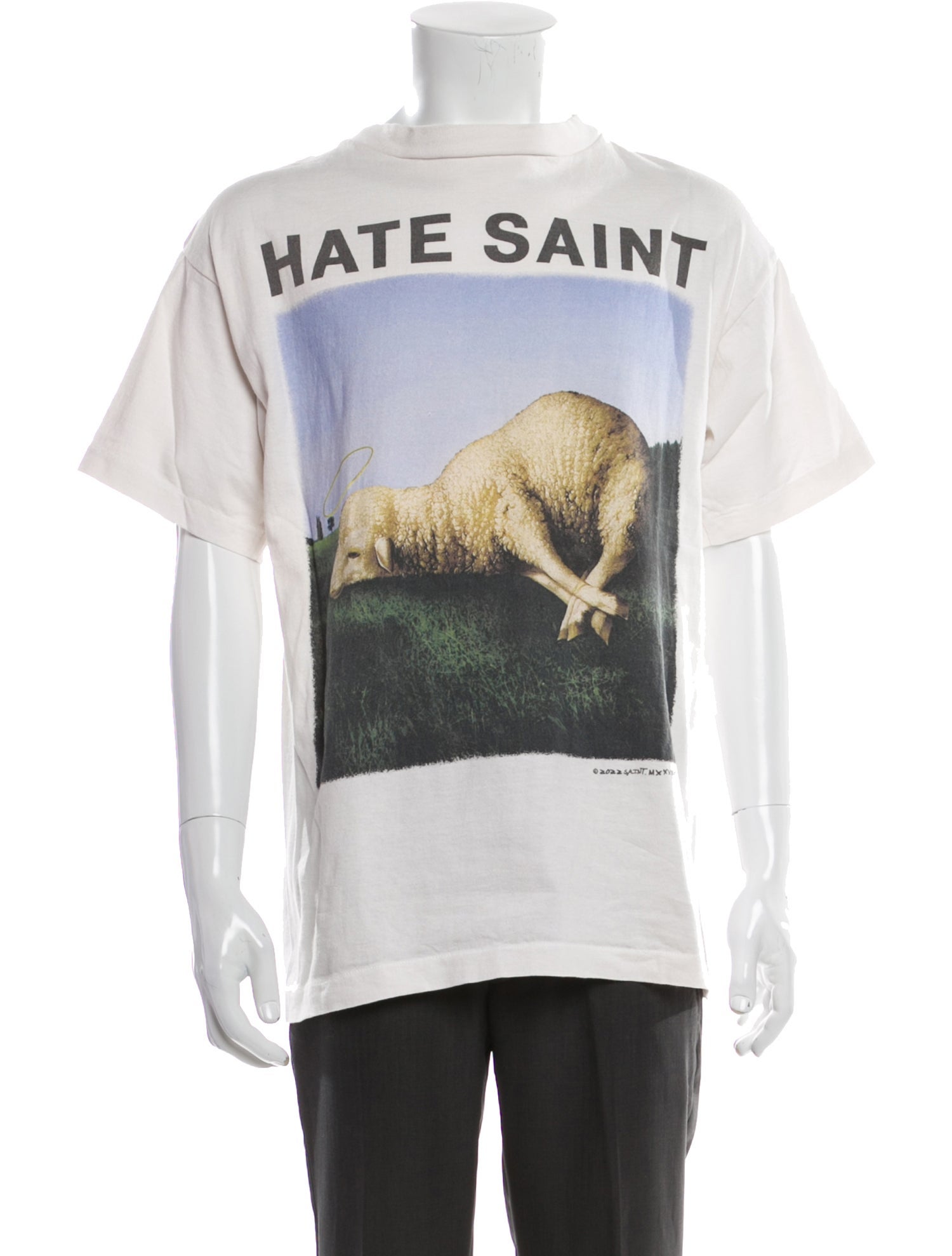 Saint Michael 'Hate Saint' Graphic Print T-Shirt - White T-Shirts