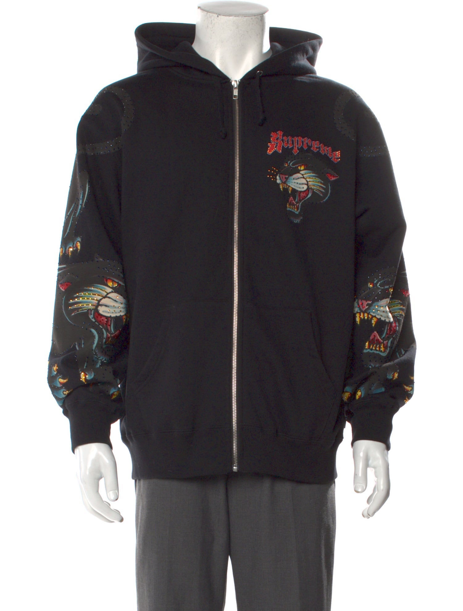 Supreme 2021 Panther Zip Up Hoodie - Black Sweatshirts & Hoodies