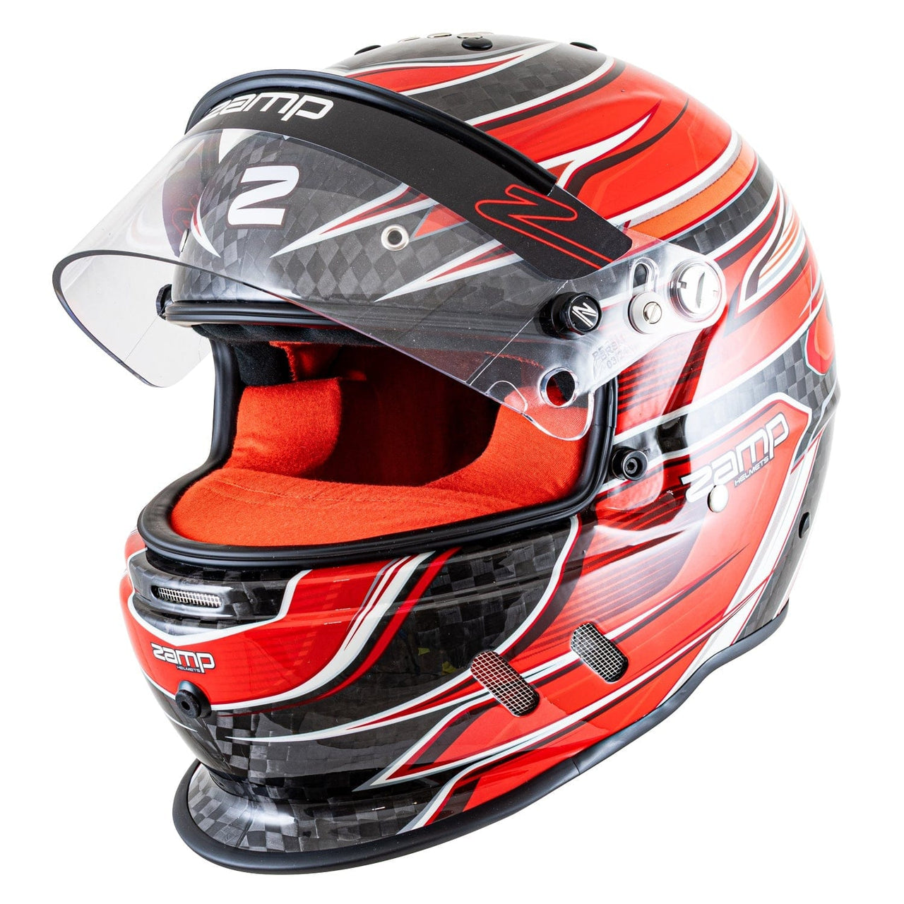 Zamp Carbon RZ-67D SNELL SA2025 - Flo Red | Anti-Fog Shield & Ear