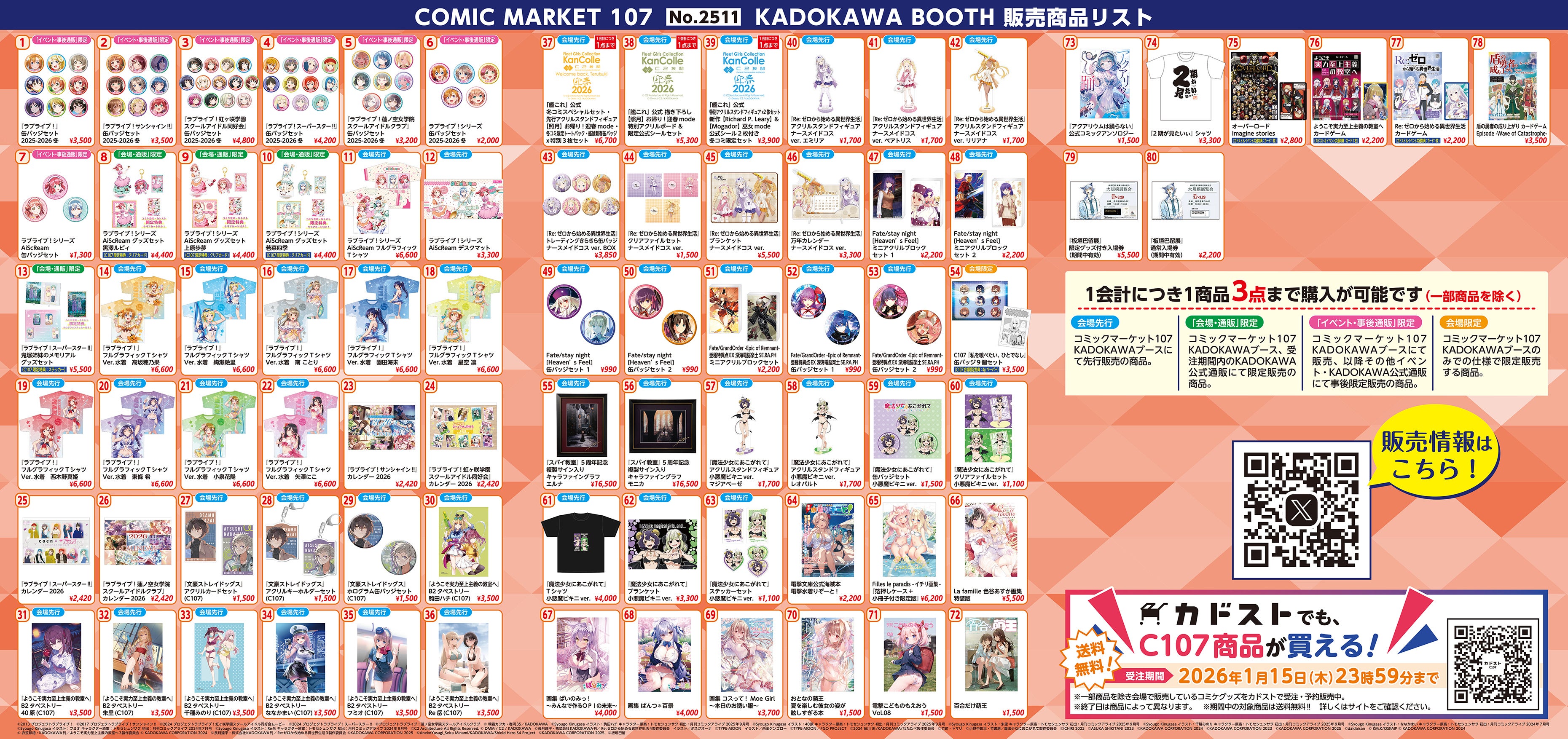 12/30・31はコミックマーケット107】KADOKAWAブース販売商品の中から