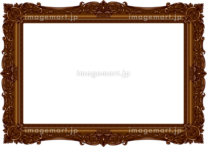 装飾的なアンティーク風の木製額縁 フレームのイラスト素材 [190133080
