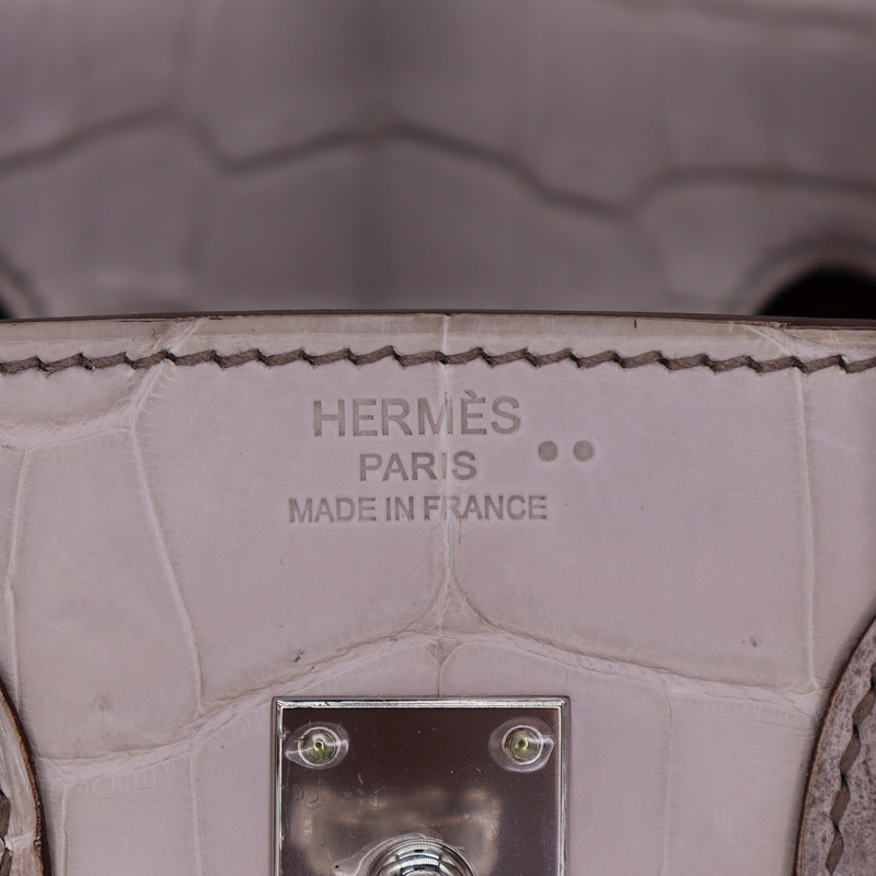 Hermès 25cm Birkin Gris Cendre Matte Niloticus Crocodile Palladium