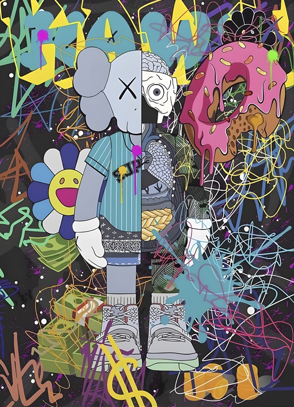Kaws überladen Pop Art Poster von Travel Skyline | Printler