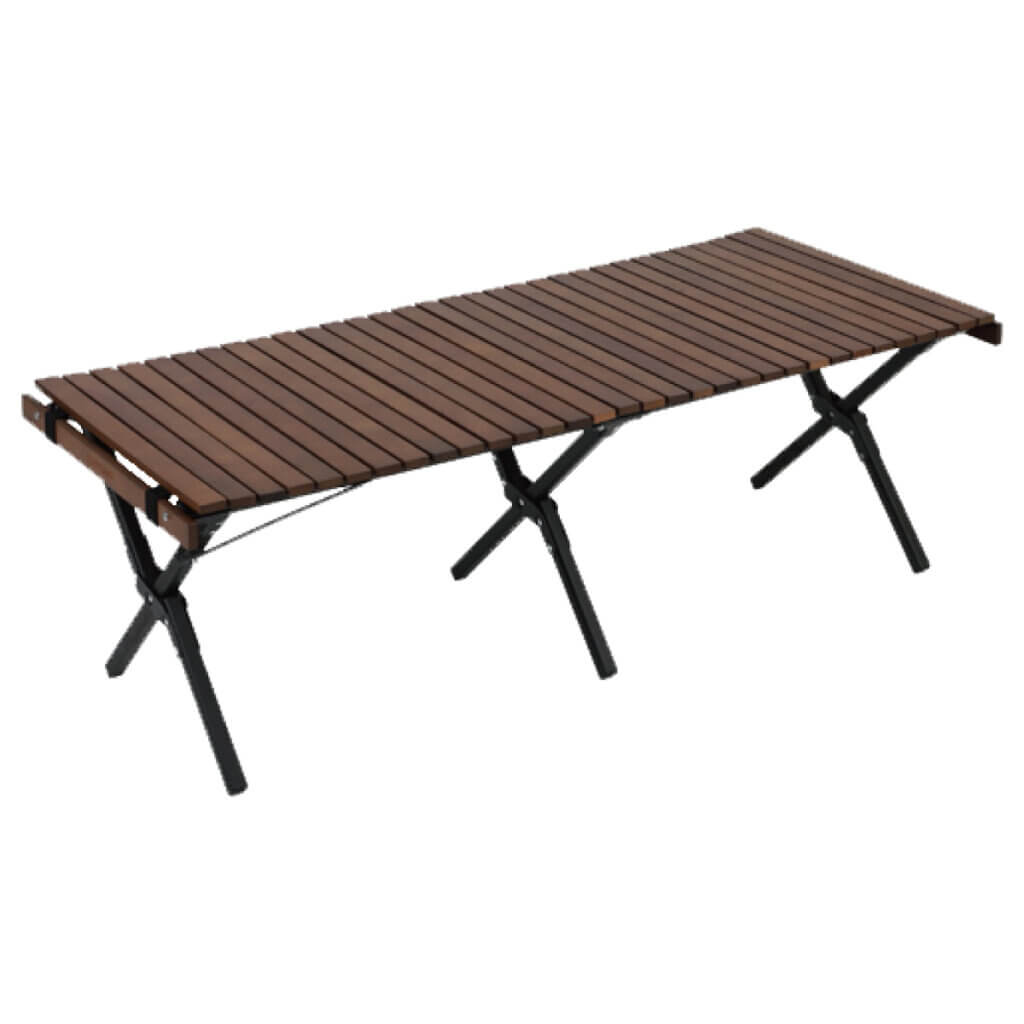 X脚 スリムウッドロールローテーブル 120×50cm ｜商品｜QUICKCAMP