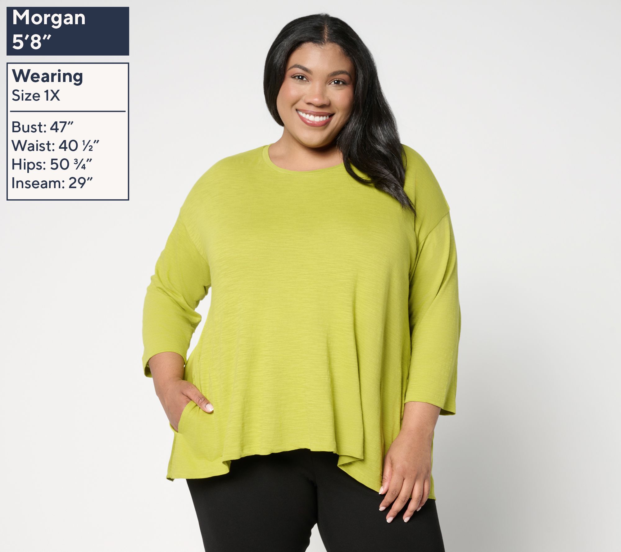 LOGO by Lori Goldstein 3/4 Sleeve A-Line Top - QVC.com