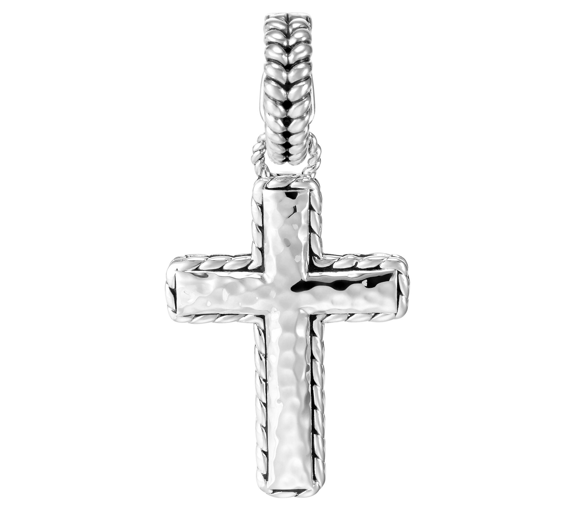 JAI Sterling Silver Hammered Cross Enhancer - QVC.com
