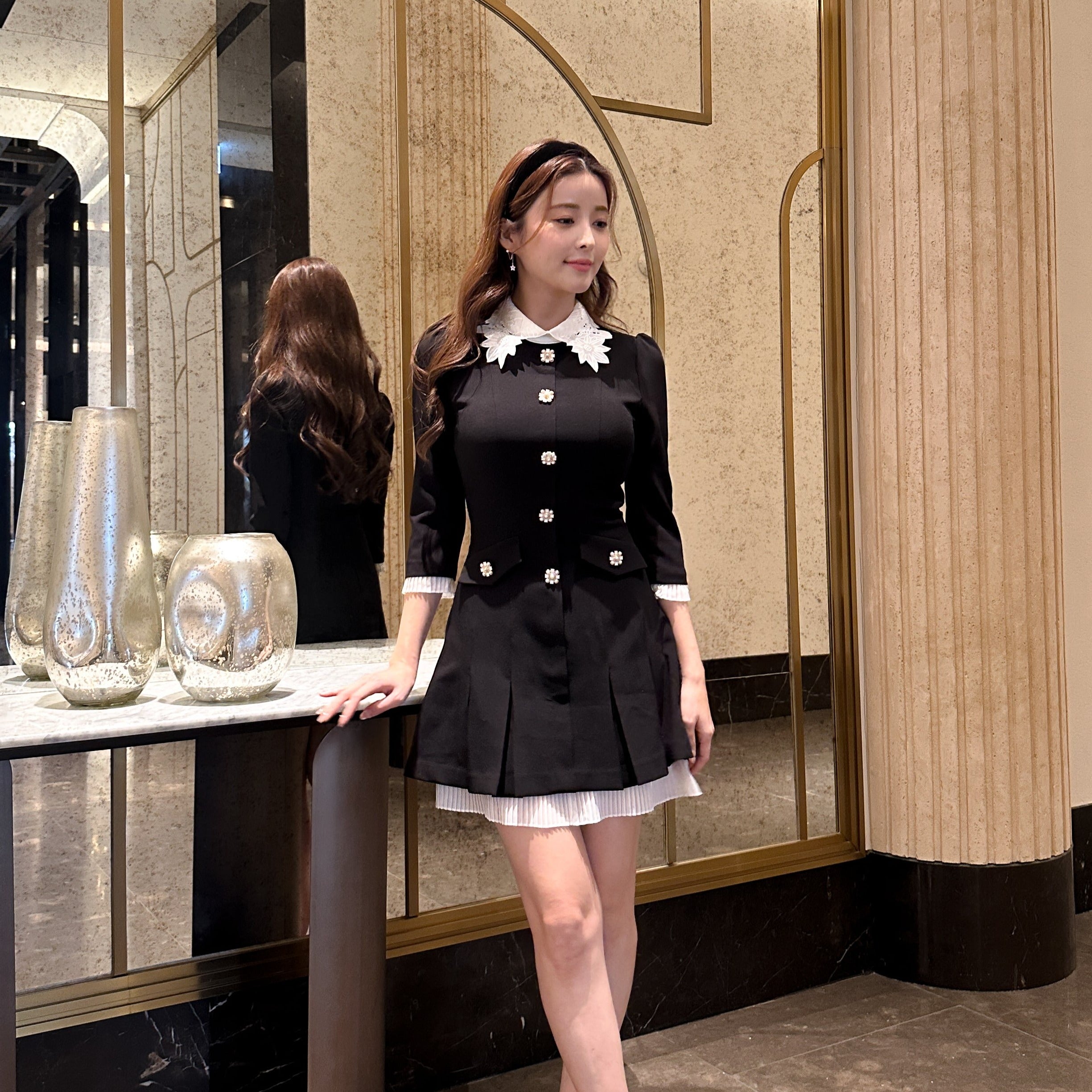 RandyワンピースBack open houndstooth ensemble 【公式通販】