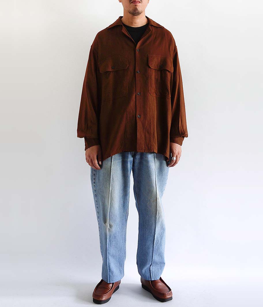 KAPTAIN SUNSHINE Open Collar Shirt [BRICK BROWN] - Fresh Service
